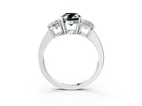 White gold Three-Stone Fancy Black Oval Cut Cut Diamond Engagement Ring with Flat Band and Four-Prong Setting_21