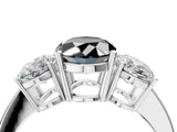 White gold Three-Stone Fancy Black Oval Cut Cut Diamond Engagement Ring with Flat Band and Four-Prong Setting_22