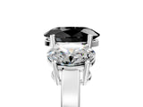 White gold Three-Stone Fancy Black Oval Cut Cut Diamond Engagement Ring with Flat Band and Four-Prong Setting_23