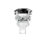 White gold Three-Stone Fancy Black Oval Cut Cut Diamond Engagement Ring with Flat Band and Four-Prong Setting_23