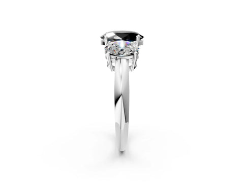 White gold Three-Stone Fancy Black Oval Cut Cut Diamond Engagement Ring with Prong Setting on a White Gold Band_14
