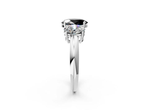 White gold Three-Stone Fancy Black Oval Cut Cut Diamond Engagement Ring with Prong Setting on a White Gold Band_14