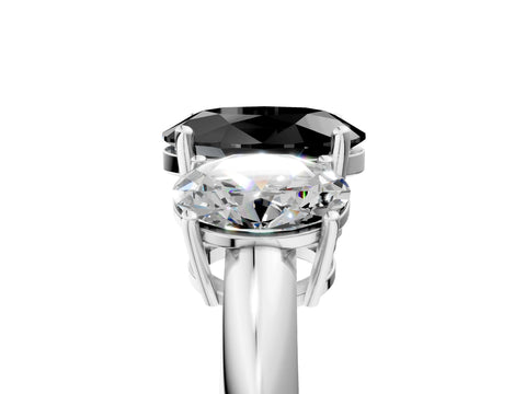 White gold Three-Stone Fancy Black Oval Cut Cut Diamond Engagement Ring with Prong Setting on a White Gold Band_17