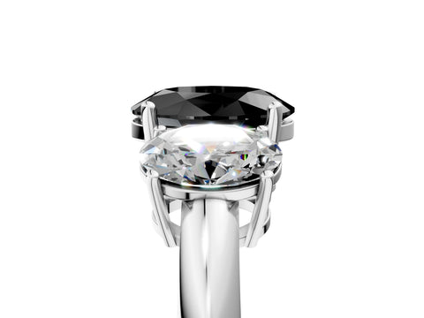 White gold Three-Stone Fancy Black Oval Cut Cut Diamond Engagement Ring with Prong Setting on a White Gold Band_41