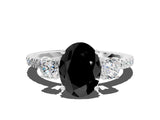 White gold Three-Stone Fancy Black Oval Cut Cut Diamond Pavé Band with Prong Setting_37