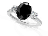 White gold Three-Stone Fancy Black Oval Cut Cut Diamond Pavé Band with Prong Setting_43