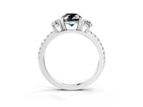 White gold Three-Stone Fancy Black Oval Cut Cut Diamond Pavé Band with Prong Setting_45