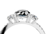 White gold Three-Stone Fancy Black Oval Cut Cut Diamond Pavé Band with Prong Setting_46