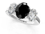 White gold Three-Stone Fancy Black Oval Cut Cut Diamond Ring with Channel Set Band and Four-Prong Setting_13
