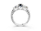 White gold Three-Stone Fancy Black Oval Cut Cut Diamond Ring with Channel-Set Band and Prong Setting_3
