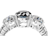 White gold Three-Stone Fancy Black Oval Cut Cut Diamond Ring with Channel-Set Band and Prong Setting_4