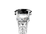 White gold Three-Stone Fancy Black Oval Cut Cut Diamond Ring with Channel-Set Band and Prong Setting_5
