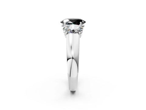 White gold Three-Stone Fancy Black Oval Cut Cut Diamond Ring with Prong Setting and Classic Band_2
