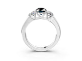 White gold Three-Stone Fancy Black Oval Cut Cut Diamond Ring with Prong Setting and Classic Band_3