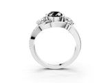 White gold Three-Stone Fancy Black Oval Cut Cut Diamond Split Shank Prong Set Ring_21