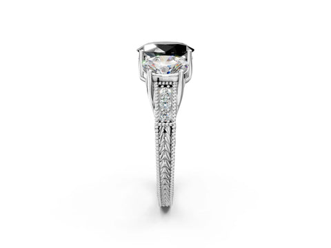 White gold Three-Stone Fancy Black Oval Cut Cut Milgrain Pavé Engagement Ring_26