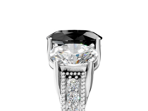 White gold Three-Stone Fancy Black Oval Cut Cut Milgrain Pavé Engagement Ring_29