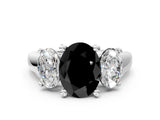 White gold Three-Stone Fancy Black Oval Cut Cut Solitaire Ring with Classic Prong Setting_12