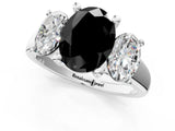 White gold Three-Stone Fancy Black Oval Cut Cut Solitaire Ring with Classic Prong Setting_13