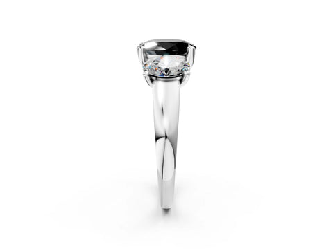 White gold Three-Stone Fancy Black Oval Cut Cut Solitaire Ring with Classic Prong Setting_14
