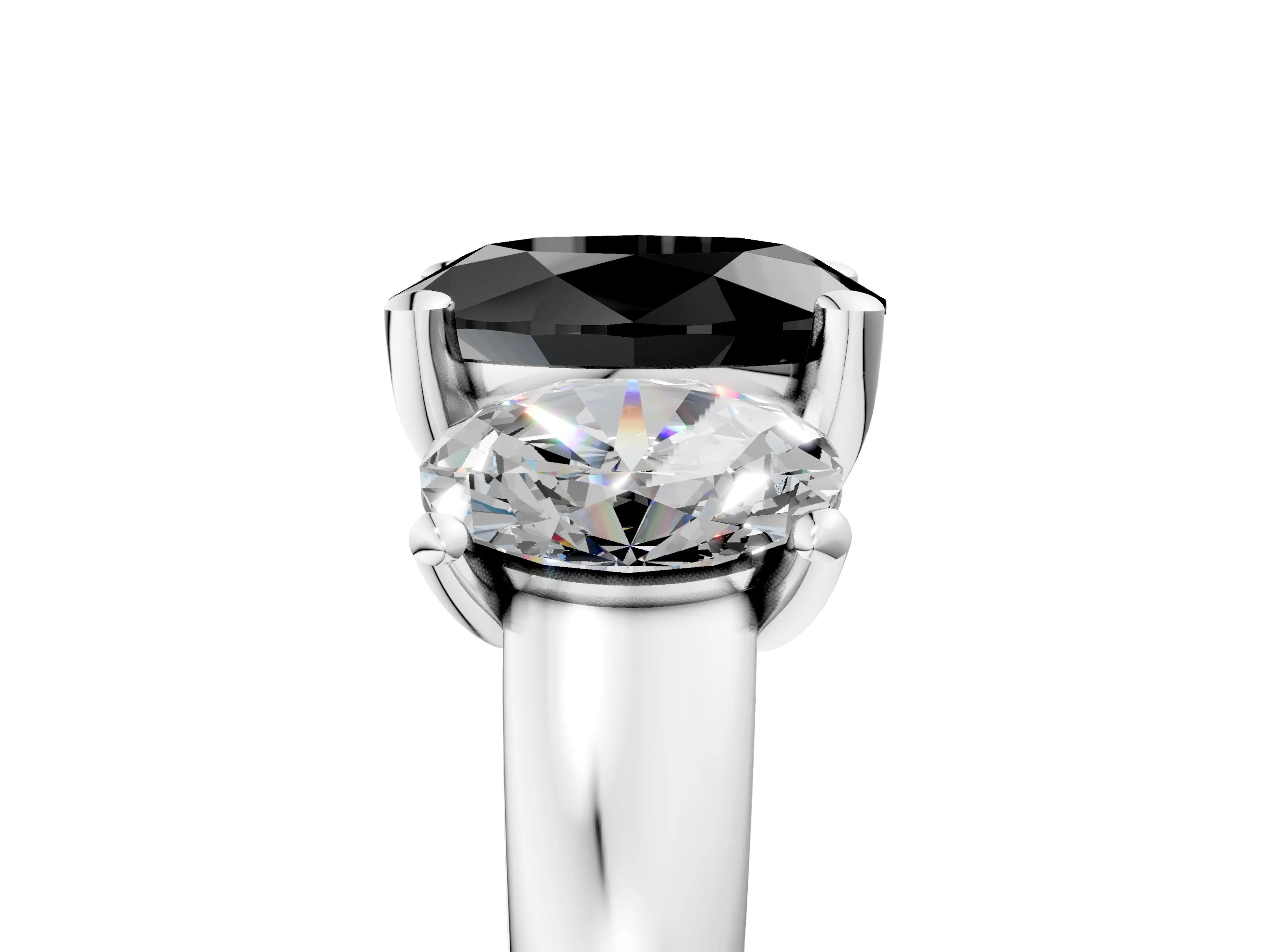 White gold Three-Stone Fancy Black Oval Cut Cut Solitaire Ring with Classic Prong Setting_17