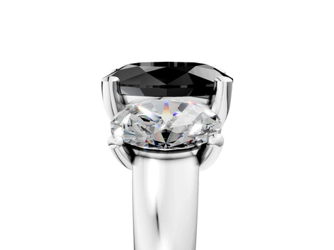 White gold Three-Stone Fancy Black Oval Cut Cut Solitaire Ring with Classic Prong Setting_17