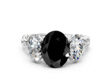 White gold Three-Stone Fancy Black Oval Cut Diamond Braided Band Ring with Four-Prong Setting_12