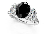 White gold Three-Stone Fancy Black Oval Cut Diamond Braided Band Ring with Four-Prong Setting_13