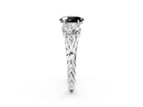 White gold Three-Stone Fancy Black Oval Cut Diamond Braided Band Ring with Four-Prong Setting_14