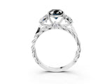 White gold Three-Stone Fancy Black Oval Cut Diamond Braided Band Ring with Four-Prong Setting_15