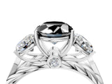 White gold Three-Stone Fancy Black Oval Cut Diamond Braided Band Ring with Four-Prong Setting_16