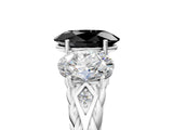 White gold Three-Stone Fancy Black Oval Cut Diamond Braided Band Ring with Four-Prong Setting_17