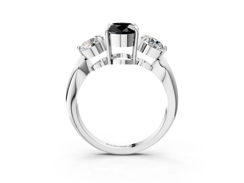 White gold Three-Stone Fancy Black Oval Cut Diamond Channel Set Engagement Ring with Prong Setting_15