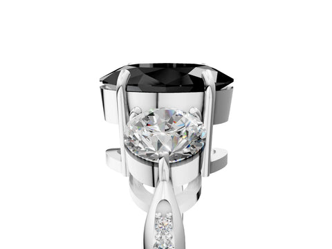 White gold Three-Stone Fancy Black Oval Cut Diamond Channel Set Engagement Ring with Prong Setting_17