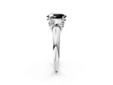 White gold Three-Stone Fancy Black Oval Cut Diamond Engagement Ring with Prong Setting_17