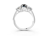 White gold Three-Stone Fancy Black Oval Cut Diamond Engagement Ring with Prong Setting_18