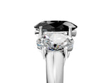 White gold Three-Stone Fancy Black Oval Cut Diamond Engagement Ring with Prong Setting_20