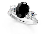 White gold Three-Stone Fancy Black Oval Cut Diamond Pavé Band with Four-Prong Setting_1