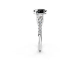 White gold Three-Stone Fancy Black Oval Cut Diamond Pavé Band with Four-Prong Setting_2
