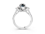 White gold Three-Stone Fancy Black Oval Cut Diamond Pavé Band with Four-Prong Setting_3