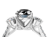 White gold Three-Stone Fancy Black Oval Cut Diamond Pavé Band with Four-Prong Setting_4