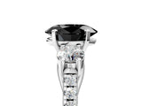 White gold Three-Stone Fancy Black Oval Cut Diamond Pavé Band with Four-Prong Setting_5