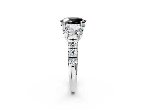 White gold Three-Stone Fancy Black Oval Cut Diamond Pavé Band with Prong Setting_14