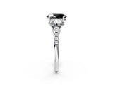 White gold Three-Stone Fancy Black Oval Cut Diamond Ring with Pavé Band and Prong Setting_62
