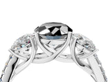 White gold Three-Stone Fancy Black Oval Cut Diamond Ring with Pavé Band and Prong Setting_64