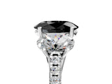 White gold Three-Stone Fancy Black Oval Cut Diamond Ring with Pavé Band and Prong Setting_65