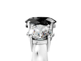 White gold Three-Stone Fancy Black Oval Cut Diamond Ring with Round Side Stones, Classic Band, and Four-Prong Setting_47