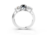 White gold Three-Stone Fancy Black Oval Cut Diamond Ring with Round Side Stones, Classic Band, and Four-Prong Setting_51