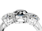 White gold Three-Stone Fancy Black Oval Cut Diamond Ring with Round Side Stones, Classic Band, and Four-Prong Setting_52