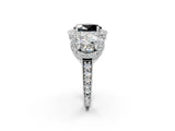 White gold Three-Stone Fancy Black Oval Cut Halo Diamond Milgrain Band with Four-Prong Setting_2